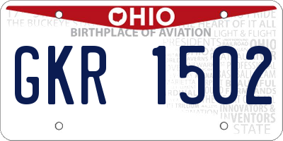 OH license plate GKR1502