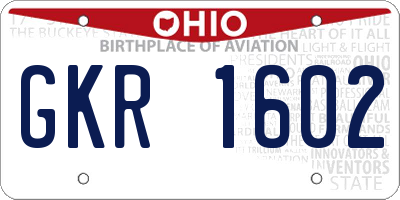 OH license plate GKR1602