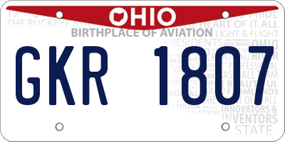 OH license plate GKR1807