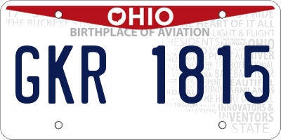OH license plate GKR1815