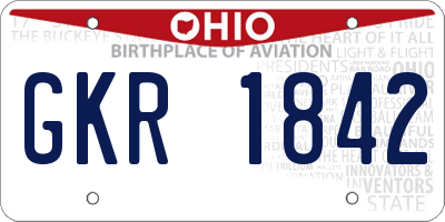 OH license plate GKR1842