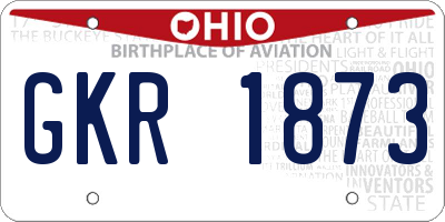 OH license plate GKR1873