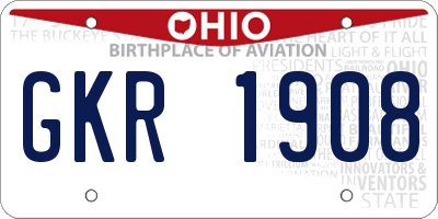 OH license plate GKR1908