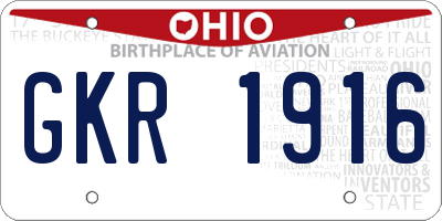 OH license plate GKR1916