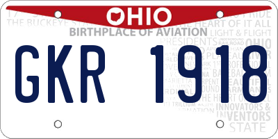 OH license plate GKR1918