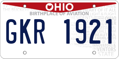 OH license plate GKR1921