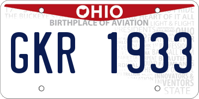 OH license plate GKR1933