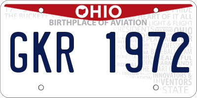 OH license plate GKR1972