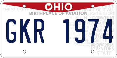 OH license plate GKR1974