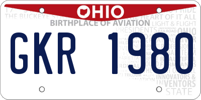 OH license plate GKR1980