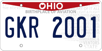 OH license plate GKR2001