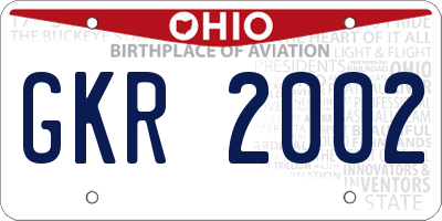 OH license plate GKR2002
