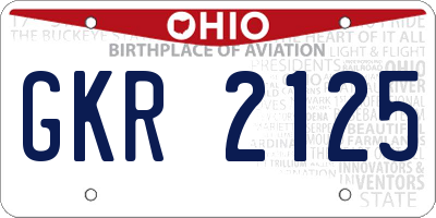 OH license plate GKR2125