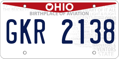OH license plate GKR2138