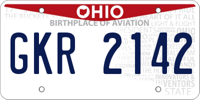 OH license plate GKR2142