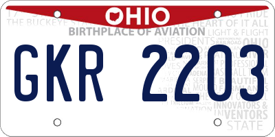 OH license plate GKR2203