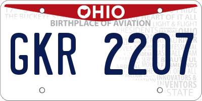 OH license plate GKR2207