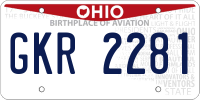 OH license plate GKR2281