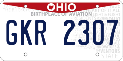 OH license plate GKR2307
