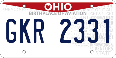 OH license plate GKR2331