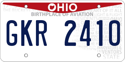 OH license plate GKR2410