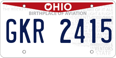 OH license plate GKR2415