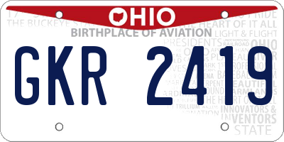 OH license plate GKR2419