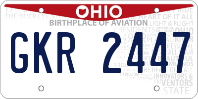 OH license plate GKR2447