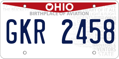 OH license plate GKR2458