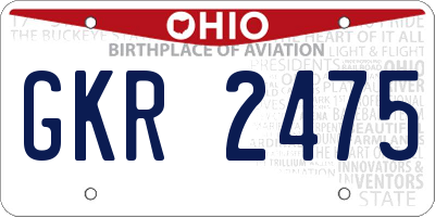 OH license plate GKR2475