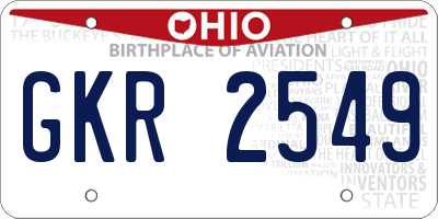 OH license plate GKR2549