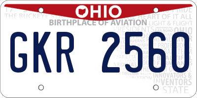 OH license plate GKR2560