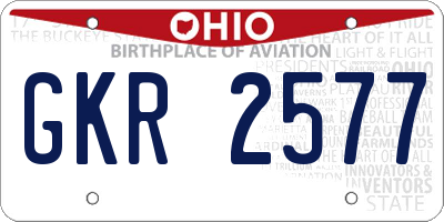 OH license plate GKR2577