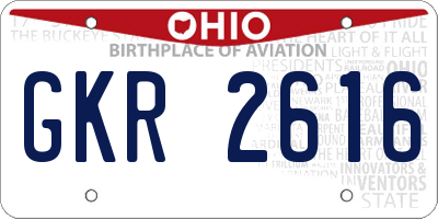 OH license plate GKR2616