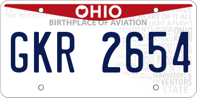 OH license plate GKR2654
