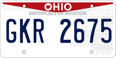 OH license plate GKR2675