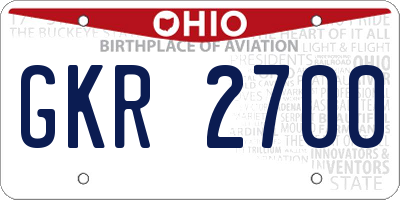 OH license plate GKR2700