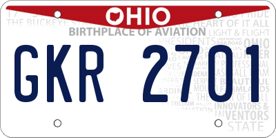 OH license plate GKR2701