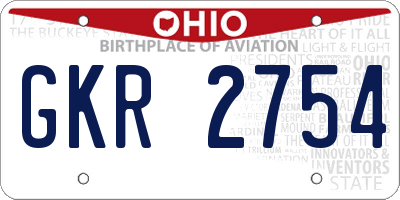 OH license plate GKR2754