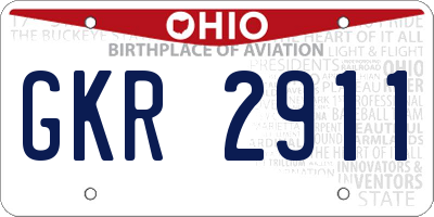 OH license plate GKR2911