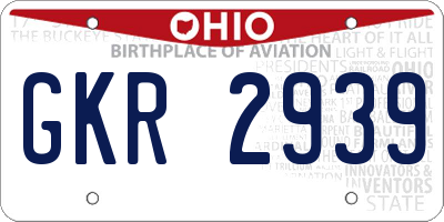 OH license plate GKR2939