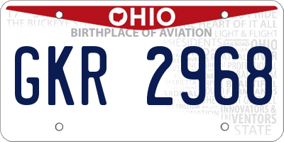 OH license plate GKR2968