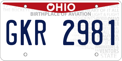 OH license plate GKR2981