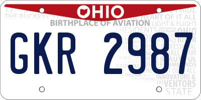 OH license plate GKR2987