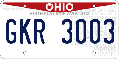 OH license plate GKR3003