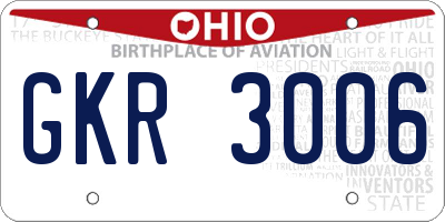 OH license plate GKR3006