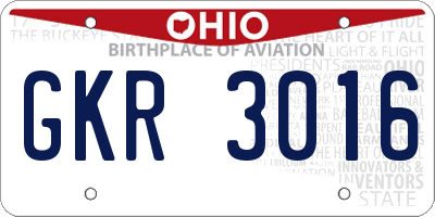 OH license plate GKR3016