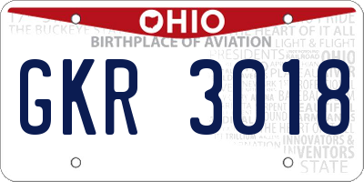 OH license plate GKR3018