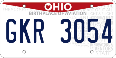 OH license plate GKR3054