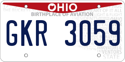 OH license plate GKR3059